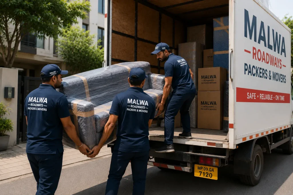 Loading furniture into moving truck indore.webp